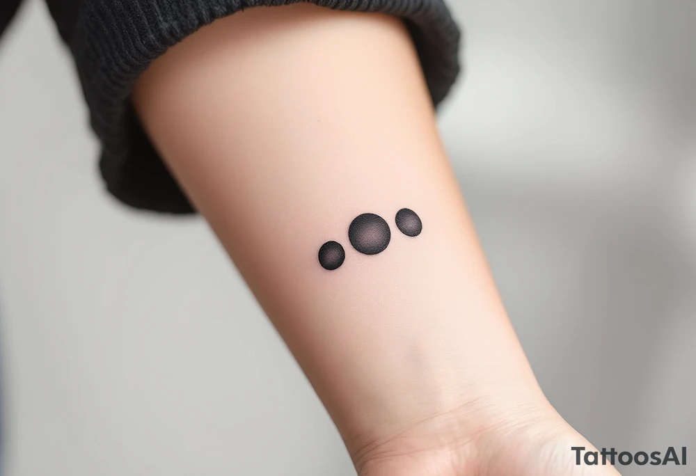 Three charcoal black dots tattoo idea