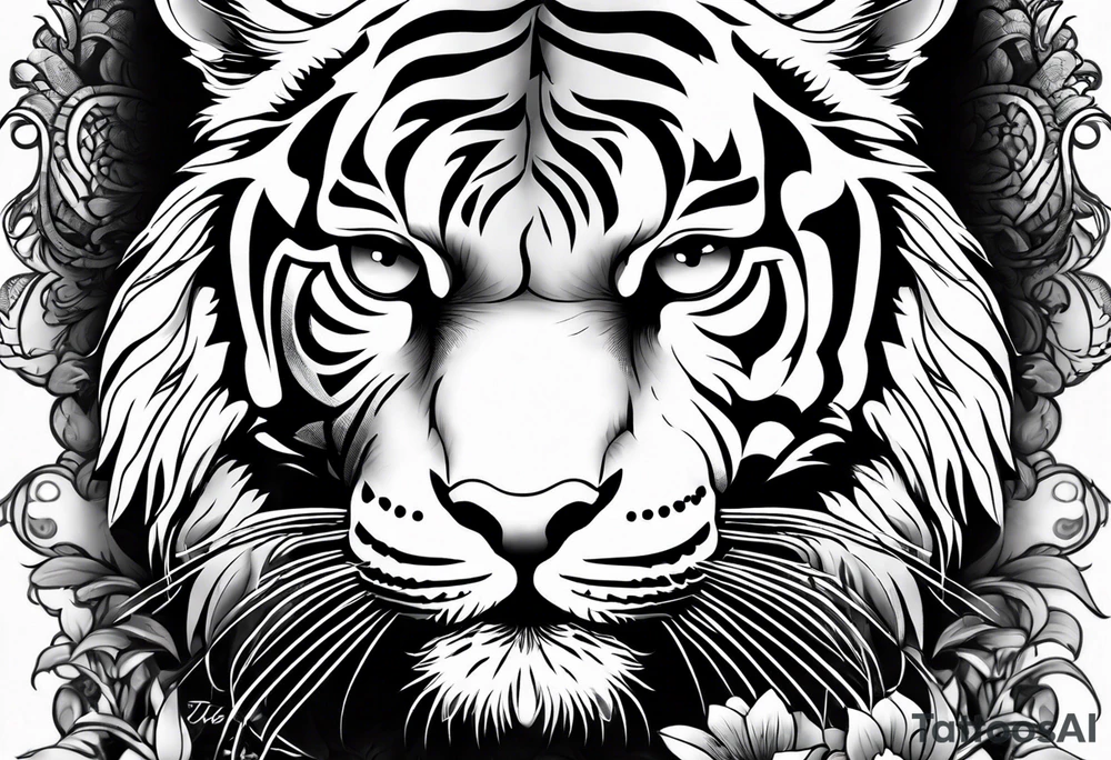 Tiger with owl eyes tattoo idea