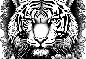 Tiger with owl eyes tattoo idea