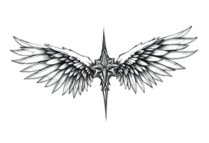 Long Angelwings straight down tattoo idea