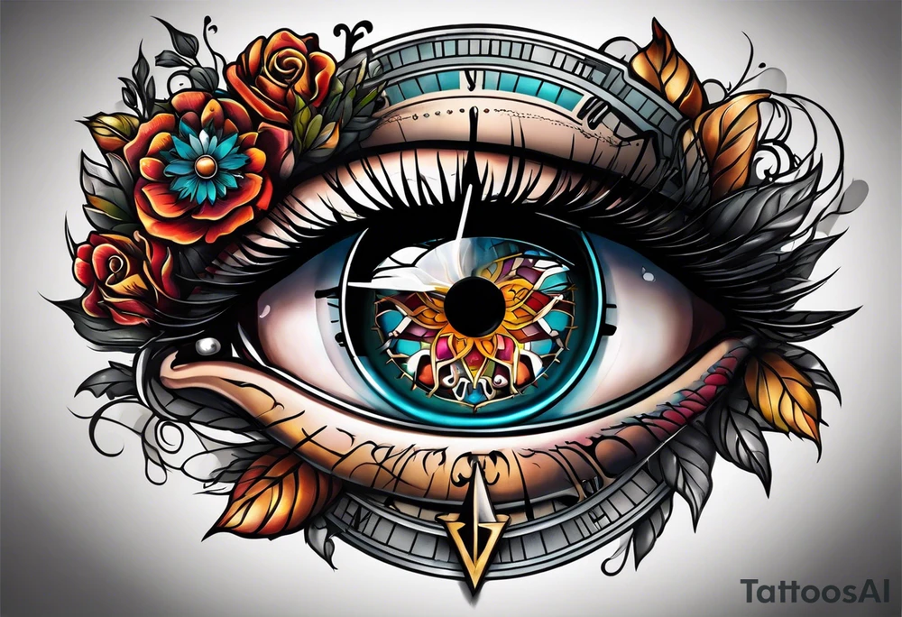 Eye with clock tattoo tattoo idea