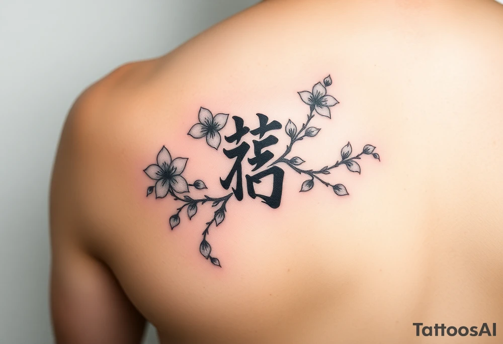 im putting this on the side of my forearm. can you sketch this vertically "猿も木から落ちる" and draw some cherry blossoms intertwining or vines. Can you also make a version where theres a cherry blossom in one corner and another one in another corner. show all the characters tattoo idea