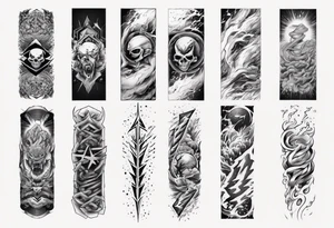 forearm sleeve thunder pattern tattoo idea