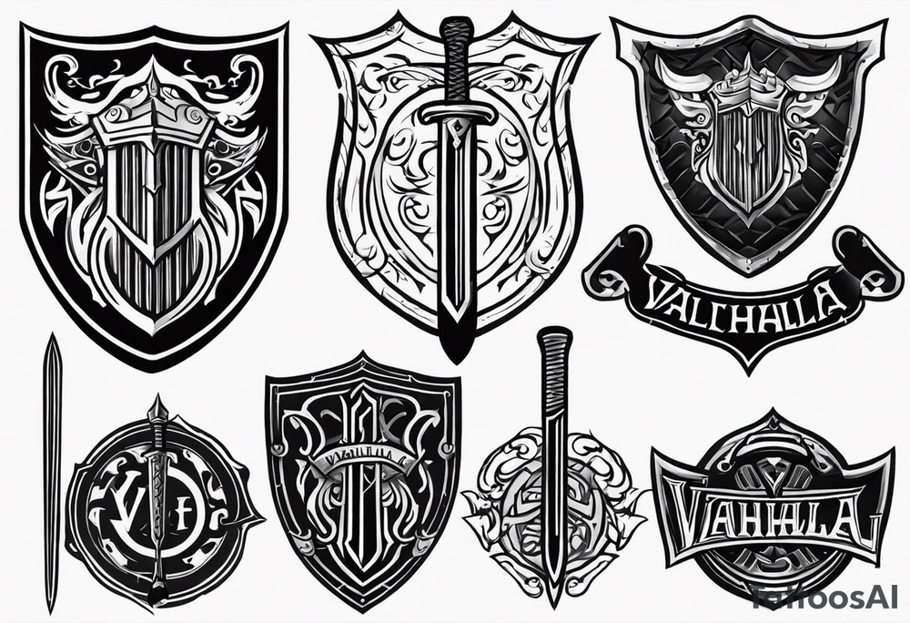 Valhalla shield sword symbol tattoo idea