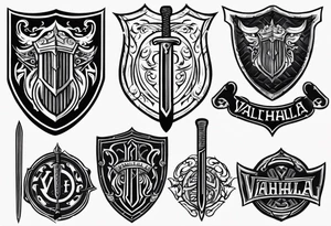 Valhalla shield sword symbol tattoo idea