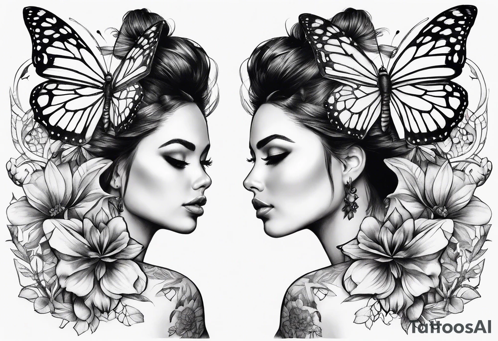 neck butterflies tattoo idea
