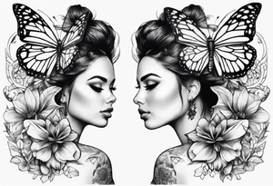 neck butterflies tattoo idea