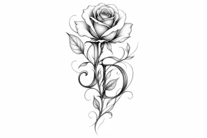 Intertwined J and D hidden within rose petals and leaves. tattoo idea