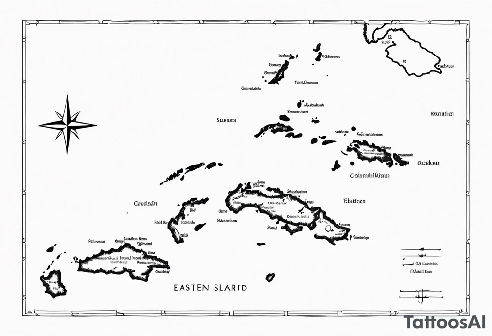 Outline map of the Eastern Caribbean islands tattoo idea