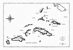 Outline map of the Eastern Caribbean islands tattoo idea