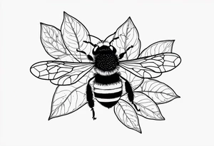 3 in by 2 in minimalist tattoo for forearm of a Hydrangea and a bee hovering by it tattoo idea
