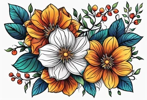 Geometric pattern flowers tattoo idea
