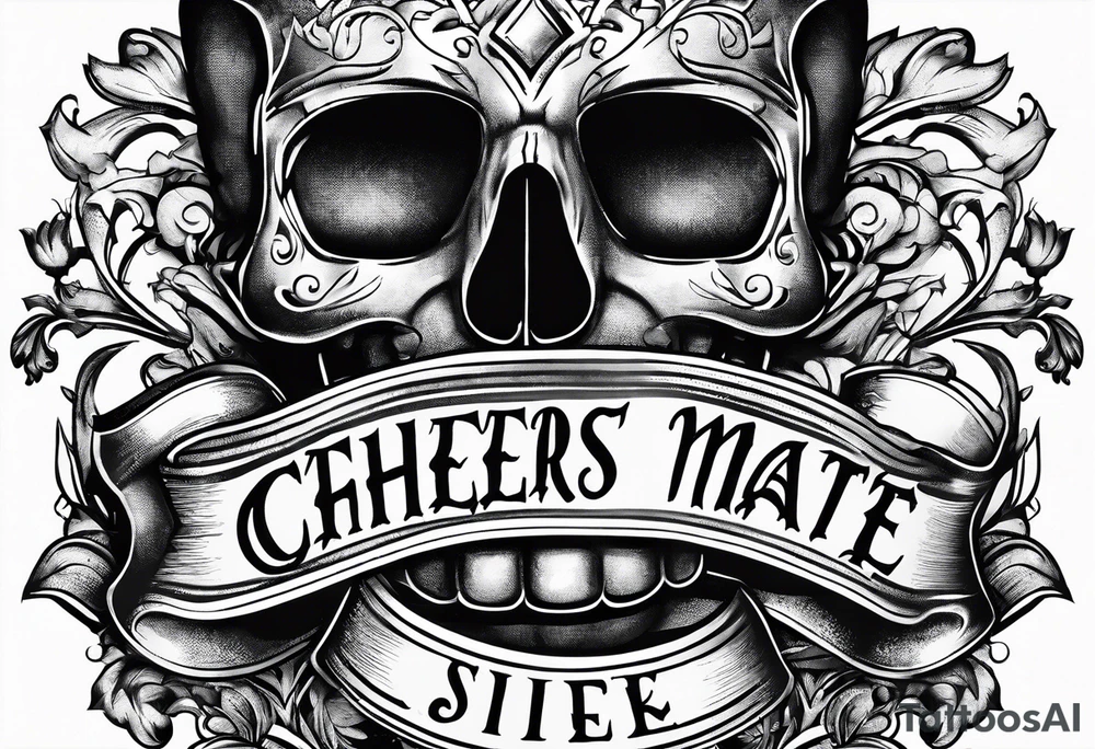 Cheers Mate text, armband +Cancer Ribbon tattoo idea