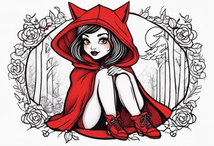 Red riding hood full thigh tattoo tattoo idea