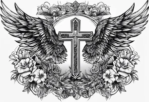 chest Christianity and wings tattoo idea