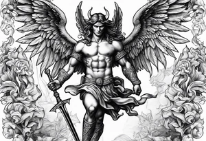 st michael stabbing devil in the back tattoo idea