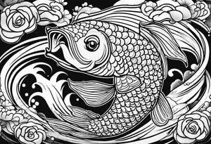 a koi fish in but more animated tattoo idea