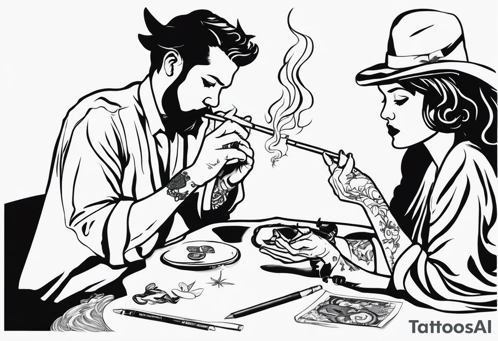 idle hands are the devils playthings, use tentacles smoking a joint tattoo idea