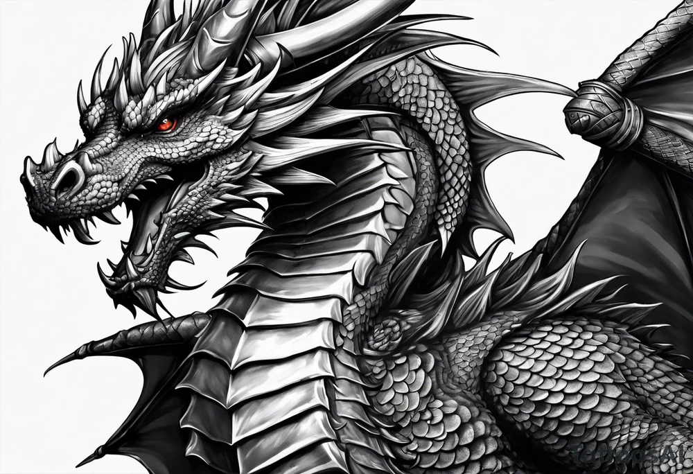Dragon without wing is wrapped around a sword tattoo idea Dragon without wing is wrapped around a sword tattoo idea