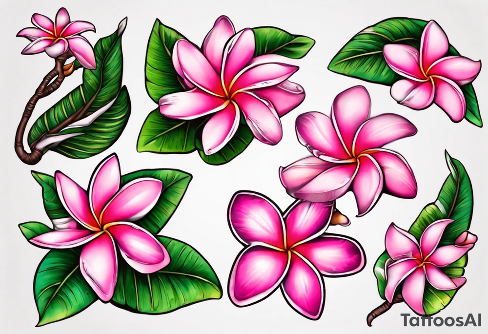 pink plumeria tattoo idea