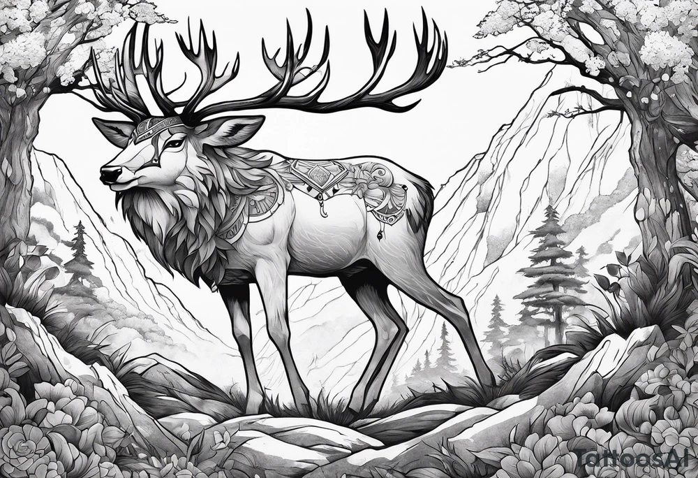 princess mononoke great spirit deer tattoo idea