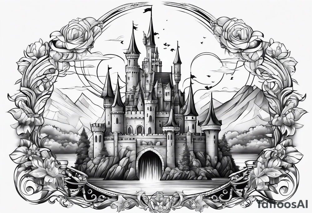 a castle floating in the crystal tattoo idea