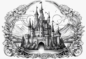 a castle floating in the crystal tattoo idea