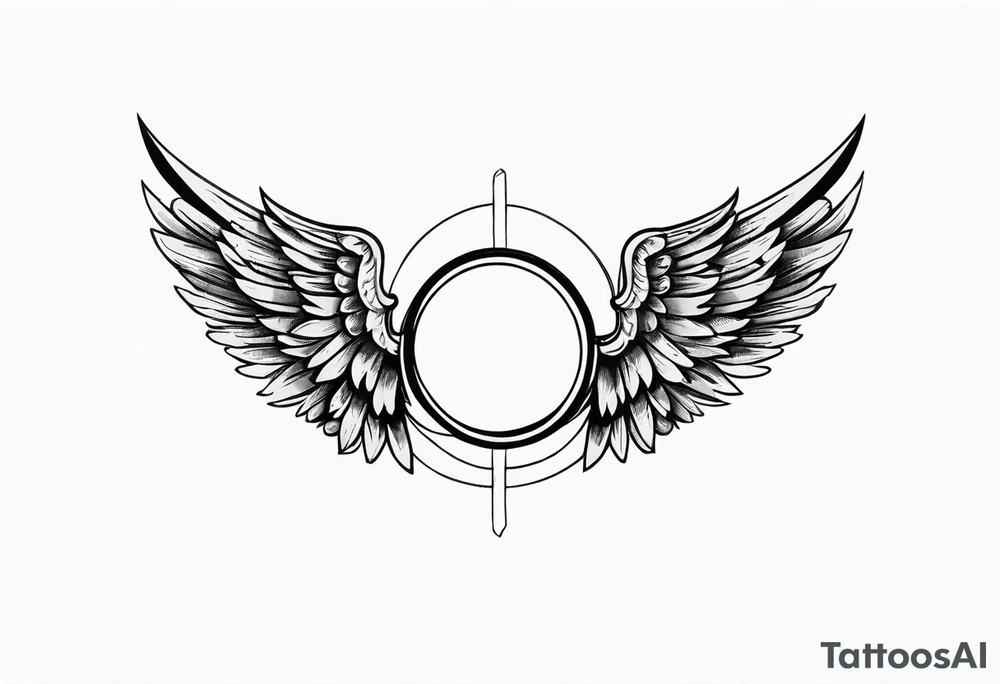 a pair of wings with a halo above them tattoo idea