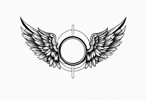 a pair of wings with a halo above them tattoo idea