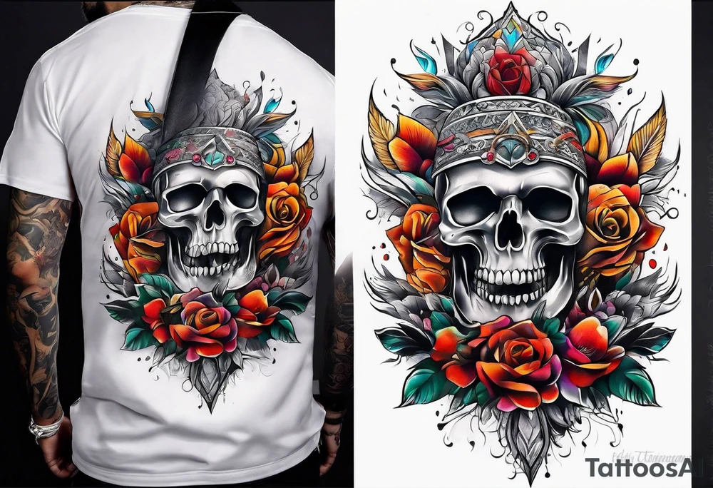 full body tattoo on the back from top to bottom on paper tattoo idea