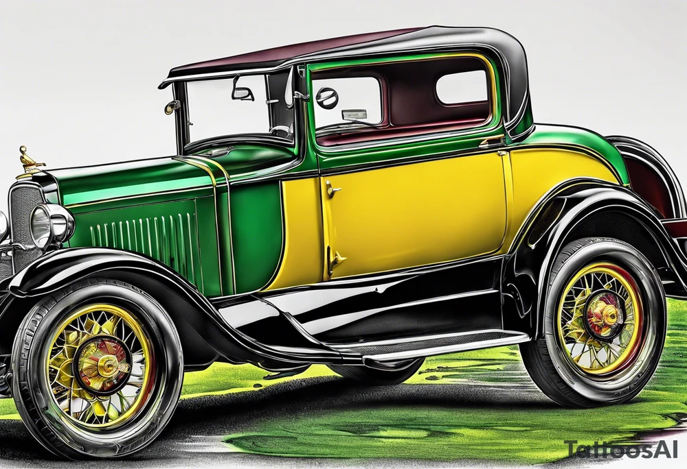 The number 24 with colors green, yellow, maroon and black tattoo idea