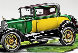 The number 24 with colors green, yellow, maroon and black tattoo idea