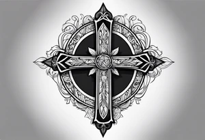 cross with mountains tattoo idea