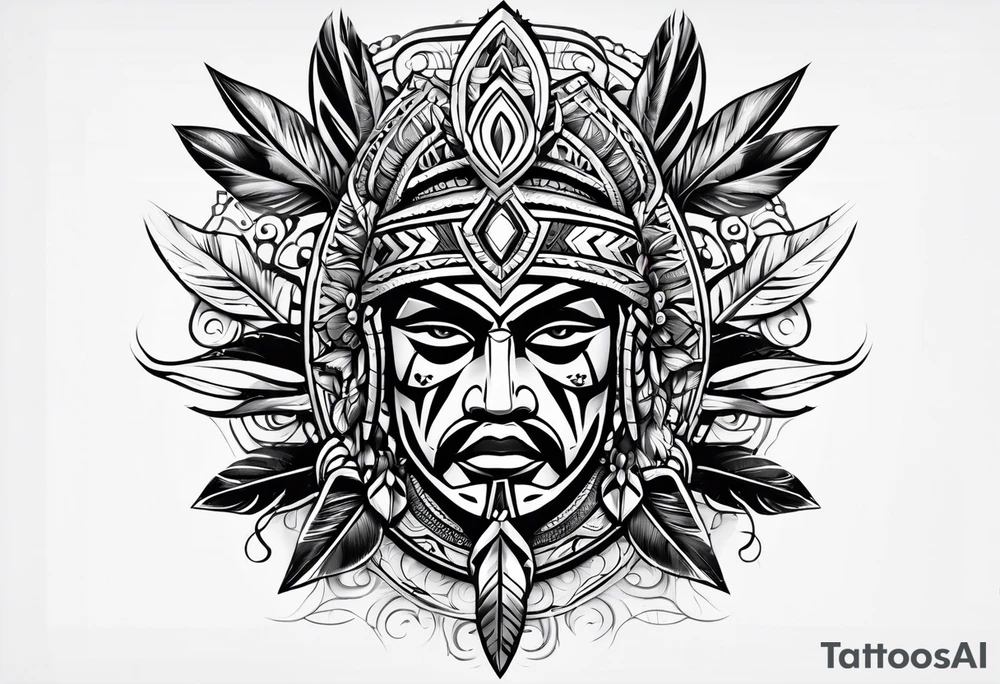 Puerto Rican tribal arm tattoo with spears tattoo idea