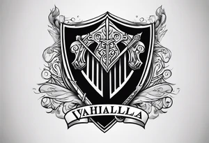Valhalla  steps shield sword tattoo idea