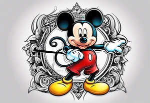 mickey mouse fighting tattoo idea