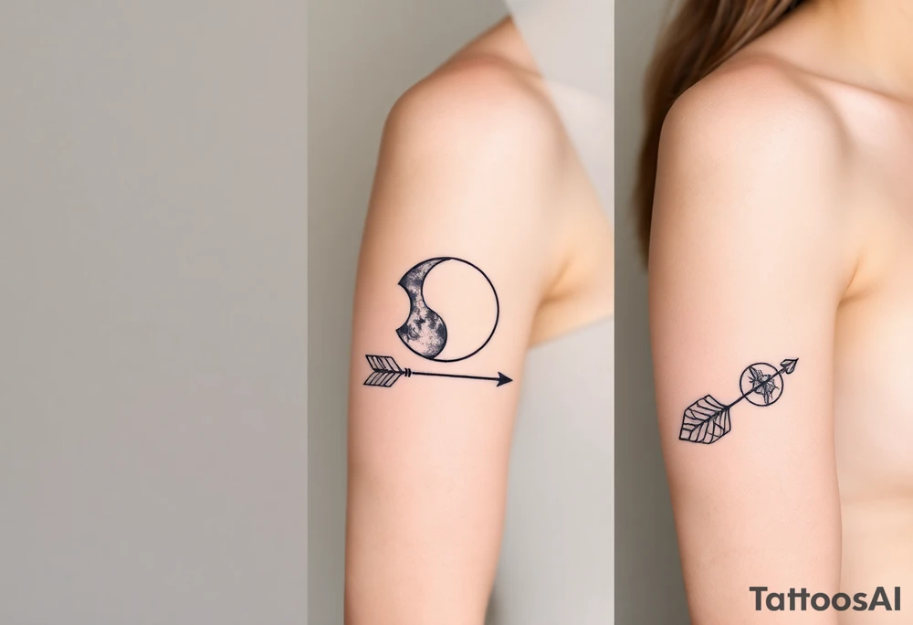 Moon phases with an arrow tattoo idea
