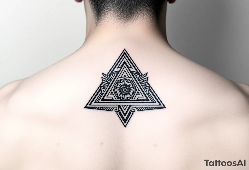 aztec triangle with intricate pattern tattoo idea