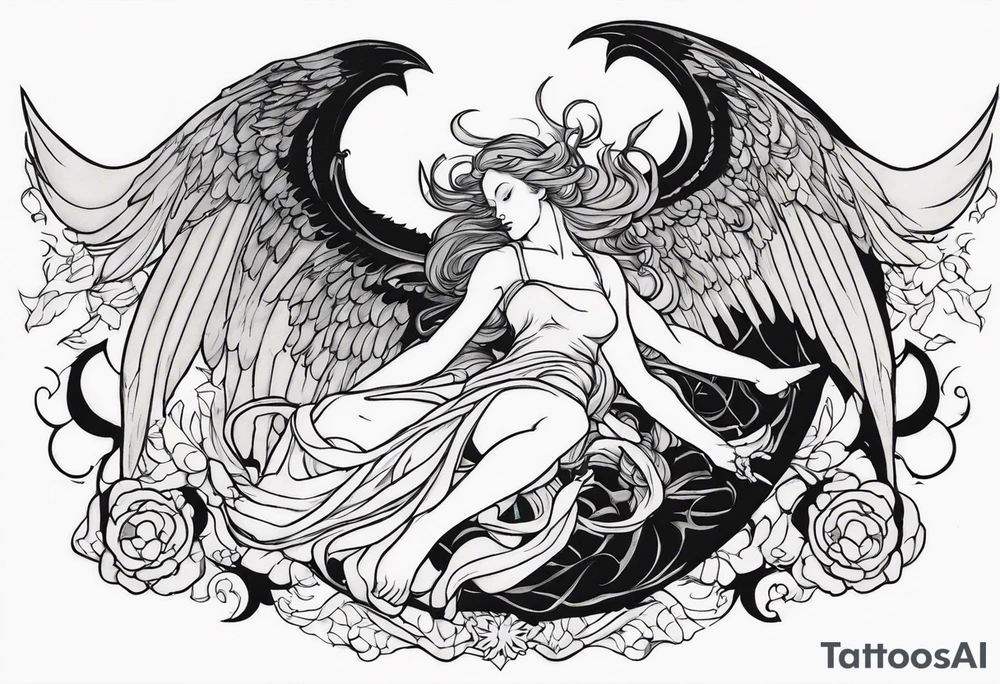 angel fighting a demon tattoo idea