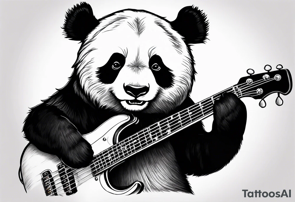 A panda playing the bass guitar tattoo idea