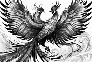 asian elegant long feathered phoenix
with a long neck, with short wings tattoo idea