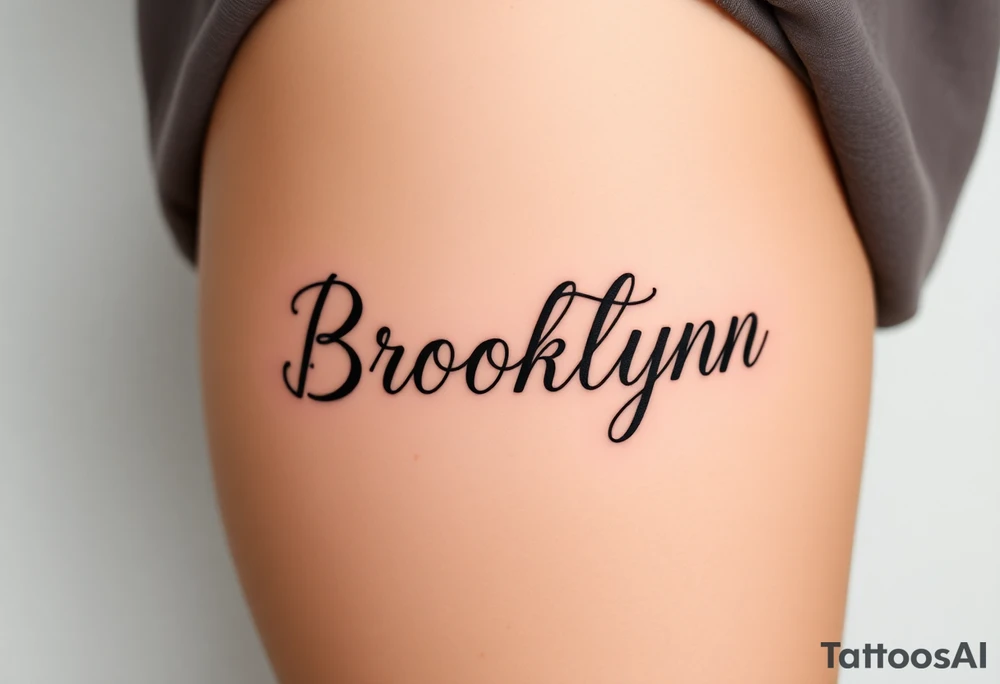 My daughter's name, Brooklynn, in cursive  font tattoo idea