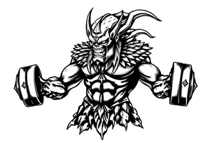 Sauron lifting weights tattoo idea