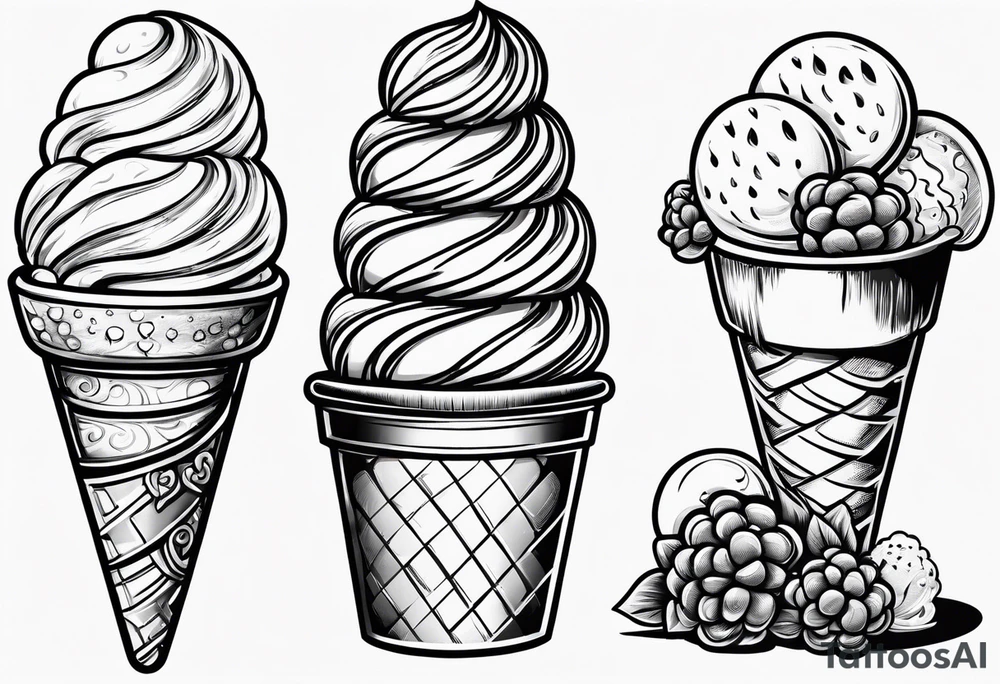 one scoop ice cream cone tattoo idea
