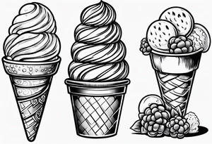 one scoop ice cream cone tattoo idea