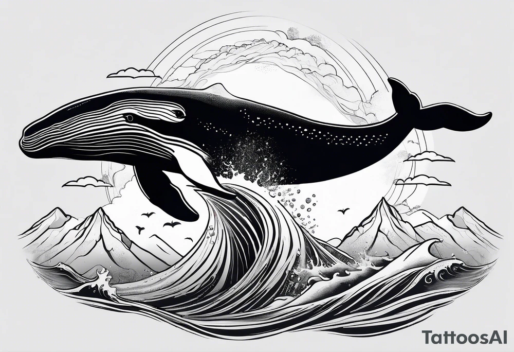 breaching humpback whale with a mountain scene behind it tattoo idea breaching humpback whale with a mountain scene behind it tattoo idea