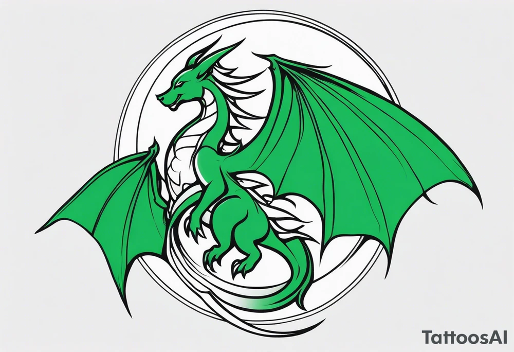 Moon fairy green dragon tattoo idea