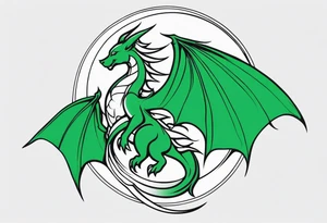 Moon fairy green dragon tattoo idea