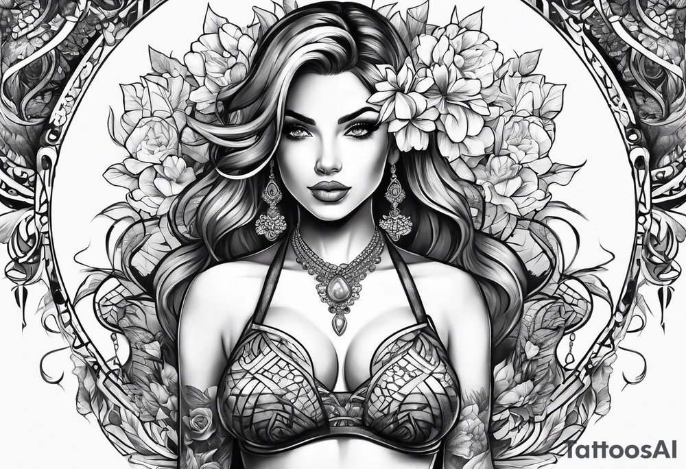 Woman in bikini tattoo idea