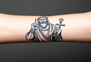 San Judas on forearm tattoo idea